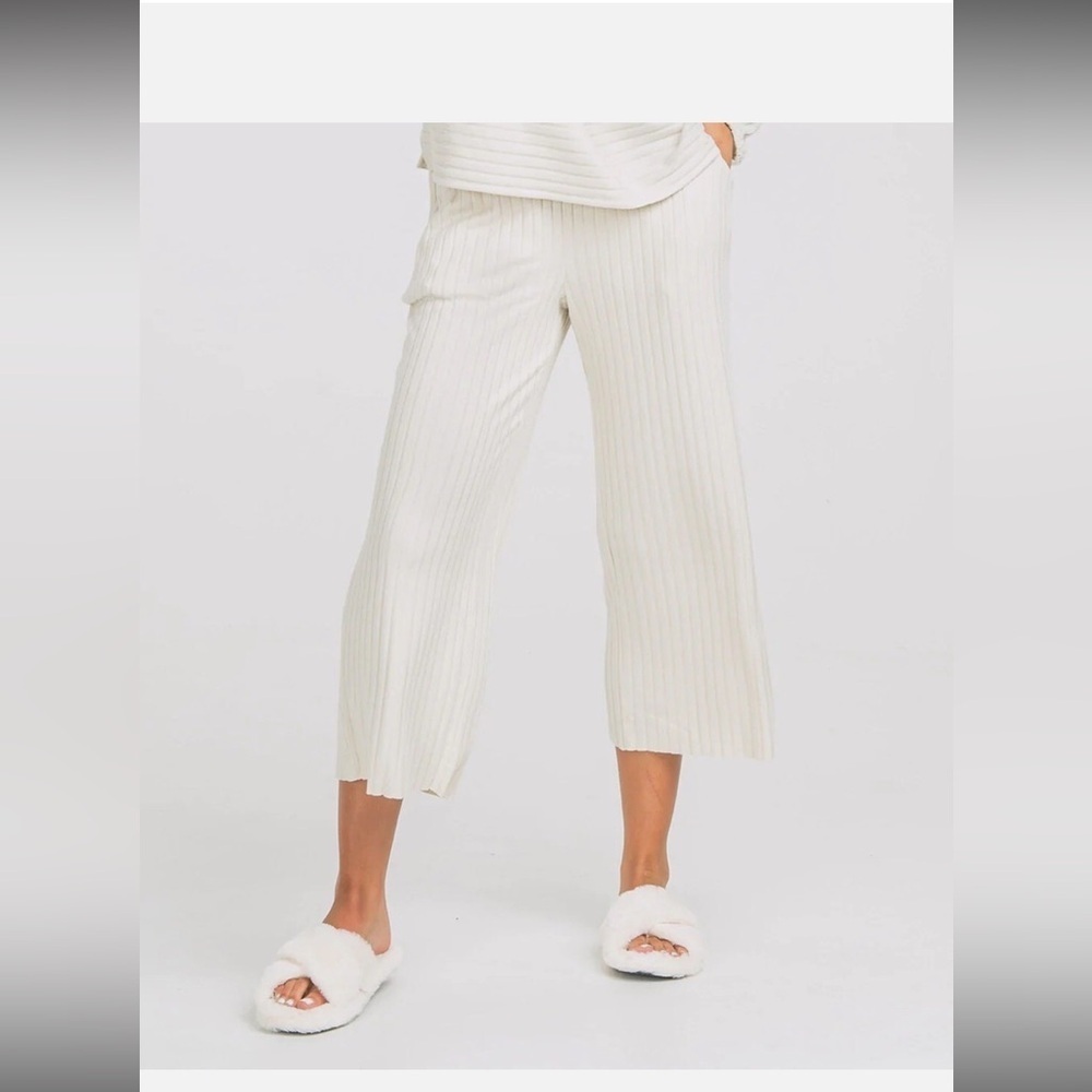 Vince ribbed cropped pants cream casual fall designer classic revolve $200 xs - Picture 2 of 6